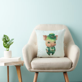 Cute Green Fairytale Pig in Fancy Attire Kussen