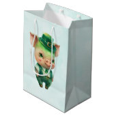 Cute Green Fairytale Pig in Fancy Attire Medium Cadeauzakje (Achterkant Gekanteld)