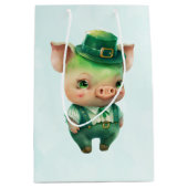 Cute Green Fairytale Pig in Fancy Attire Medium Cadeauzakje (Voorkant)