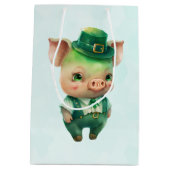 Cute Green Fairytale Pig in Fancy Attire Medium Cadeauzakje (Achterkant)