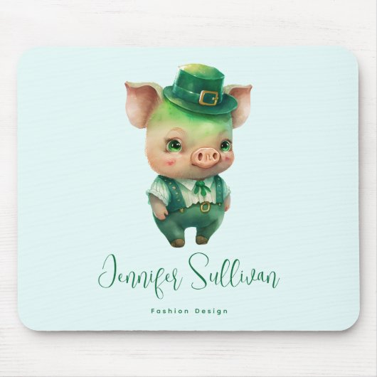 Cute Green Fairytale Pig in Fancy Attire Muismat (Voorkant)