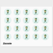 Cute Green Fairytale Pig in Fancy Attire Ronde Sticker (Vel)