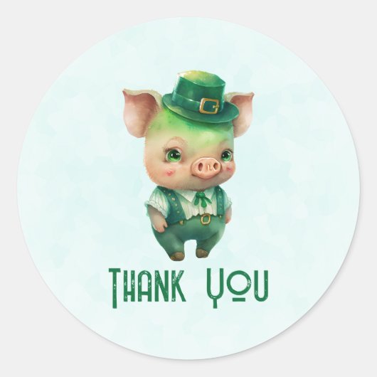 Cute Green Fairytale Pig in Fancy Attire Ronde Sticker (Voorkant)