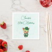 Cute Green Fairytale Pig in Fancy Attire Servet (Insitu)