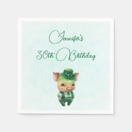 Cute Green Fairytale Pig in Fancy Attire Servet