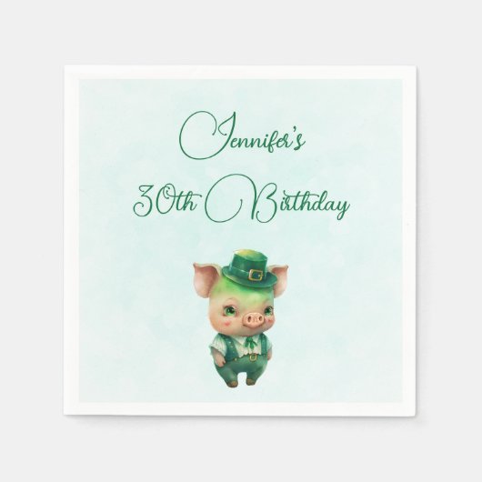 Cute Green Fairytale Pig in Fancy Attire Servet (Voorkant)