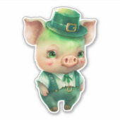 Cute Green Fairytale Pig in Fancy Attire Sticker (Voorkant)