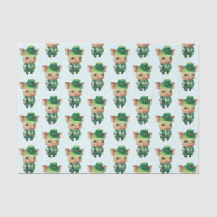 Cute Green Fairytale Pig in Fancy Attire Tissuepapier