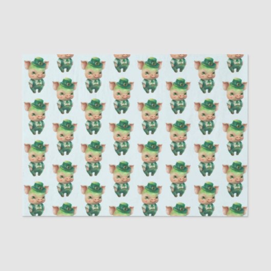 Cute Green Fairytale Pig in Fancy Attire Tissuepapier (Voorkant)