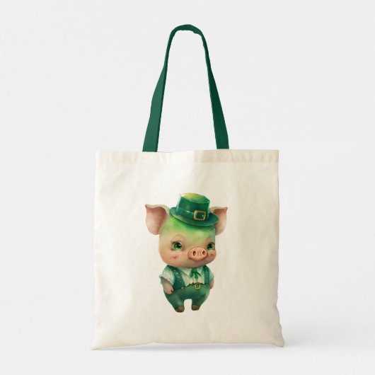 Cute Green Fairytale Pig in Fancy Attire Tote Bag (Achterkant)