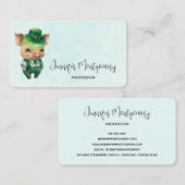 Cute Green Fairytale Pig in Fancy Attire Visitekaartje (Voorkant / Achterkant)