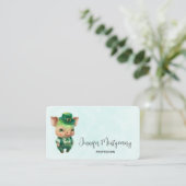 Cute Green Fairytale Pig in Fancy Attire Visitekaartje (Staand voorkant)