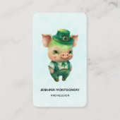 Cute Green Fairytale Pig in Fancy Attire Visitekaartje (Voorkant)