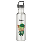 Cute Green Fairytale Pig in Fancy Attire Waterfles (Voorkant)