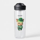 Cute Green Fairytale Pig in Fancy Attire Waterfles (Voorkant)