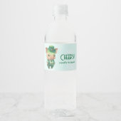 Cute Green Fairytale Pig in Fancy Attire Waterfles Etiket (Voorkant)