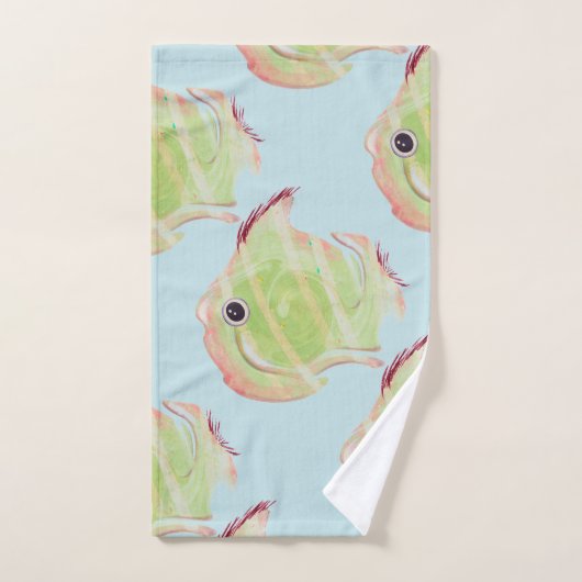 Cute Green Fish Blue Towel Bad Handdoek (Handdoek)
