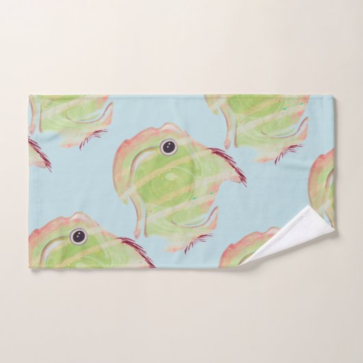 Cute Green Fish Blue Towel Bad Handdoek (Handdoek)