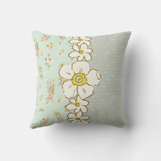 Cute Green Floral Polka Dot Baby Girl Nursery Kussen (Achterkant)