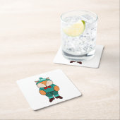 Cute green fox kartonnen onderzetters (Insitu)