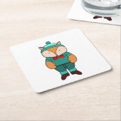 Cute green fox kartonnen onderzetters (Schuin)