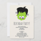 Cute Green Frankenstein Monster Face Birthday Kaart (Voorkant)