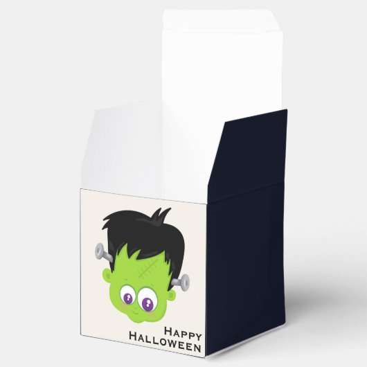 Cute Green Frankenstein Monster face Halloween Bedankdoosjes (Geopend)