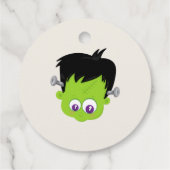 Cute Green Frankenstein Monster face Halloween Bedankjes Labels (Achterkant)