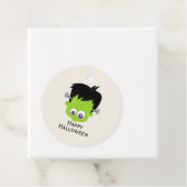 Cute Green Frankenstein Monster face Halloween Bedankjes Labels (In situ)