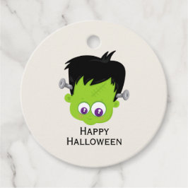Cute Green Frankenstein Monster face Halloween Bedankjes Labels