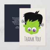 Cute Green Frankenstein Monster face Halloween Bedankkaart (Voorkant / Achterkant)