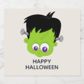 Cute Green Frankenstein Monster face Halloween Bier Etiket (Enkel label)