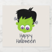 Cute Green Frankenstein Monster face Halloween Bier Etiket (Enkel label)