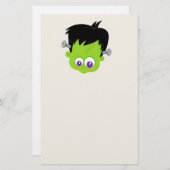 Cute Green Frankenstein Monster face Halloween Briefpapier (Voorkant / Achterkant)