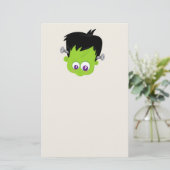 Cute Green Frankenstein Monster face Halloween Briefpapier (Staand voorkant)