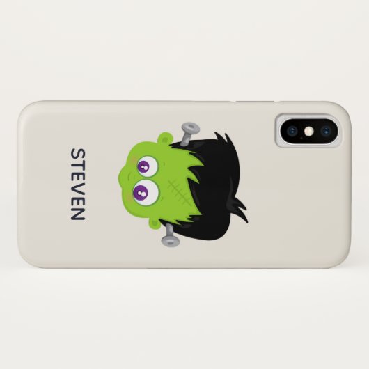 Cute Green Frankenstein Monster face Halloween Case-Mate iPhone Case (Achterkant (horizontaal))