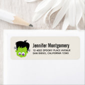 Cute Green Frankenstein Monster face Halloween Etiket (Insitu)