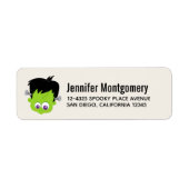 Cute Green Frankenstein Monster face Halloween Etiket (Voorkant)