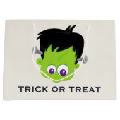 Cute Green Frankenstein Monster face Halloween Groot Cadeauzakje (Voorkant)