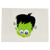 Cute Green Frankenstein Monster face Halloween Groot Cadeauzakje (Achterkant)
