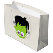Cute Green Frankenstein Monster face Halloween Groot Cadeauzakje (Achterkant Gekanteld)
