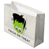Cute Green Frankenstein Monster face Halloween Groot Cadeauzakje (Voorkant Gekanteld)