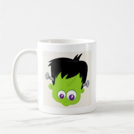 Cute Green Frankenstein Monster face Halloween Koffiemok