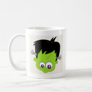 Cute Green Frankenstein Monster face Halloween Koffiemok