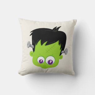 Cute Green Frankenstein Monster face Halloween Kussen