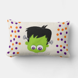 Cute Green Frankenstein Monster face Halloween Kussen