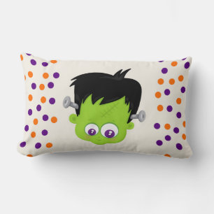 Cute Green Frankenstein Monster face Halloween Kussen