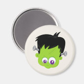 Cute Green Frankenstein Monster face Halloween Magneet (Voorkant / Achterkant)