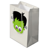 Cute Green Frankenstein Monster face Halloween Medium Cadeauzakje (Achterkant Gekanteld)