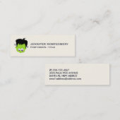Cute Green Frankenstein Monster face Halloween Mini Visitekaartje (Voorkant / Achterkant)